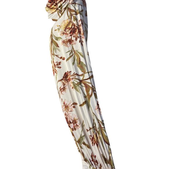 HM Shirt Dress Size 14 White Beige Floral Long Sleeve Mini Button Bohemian - Picture 9 of 13